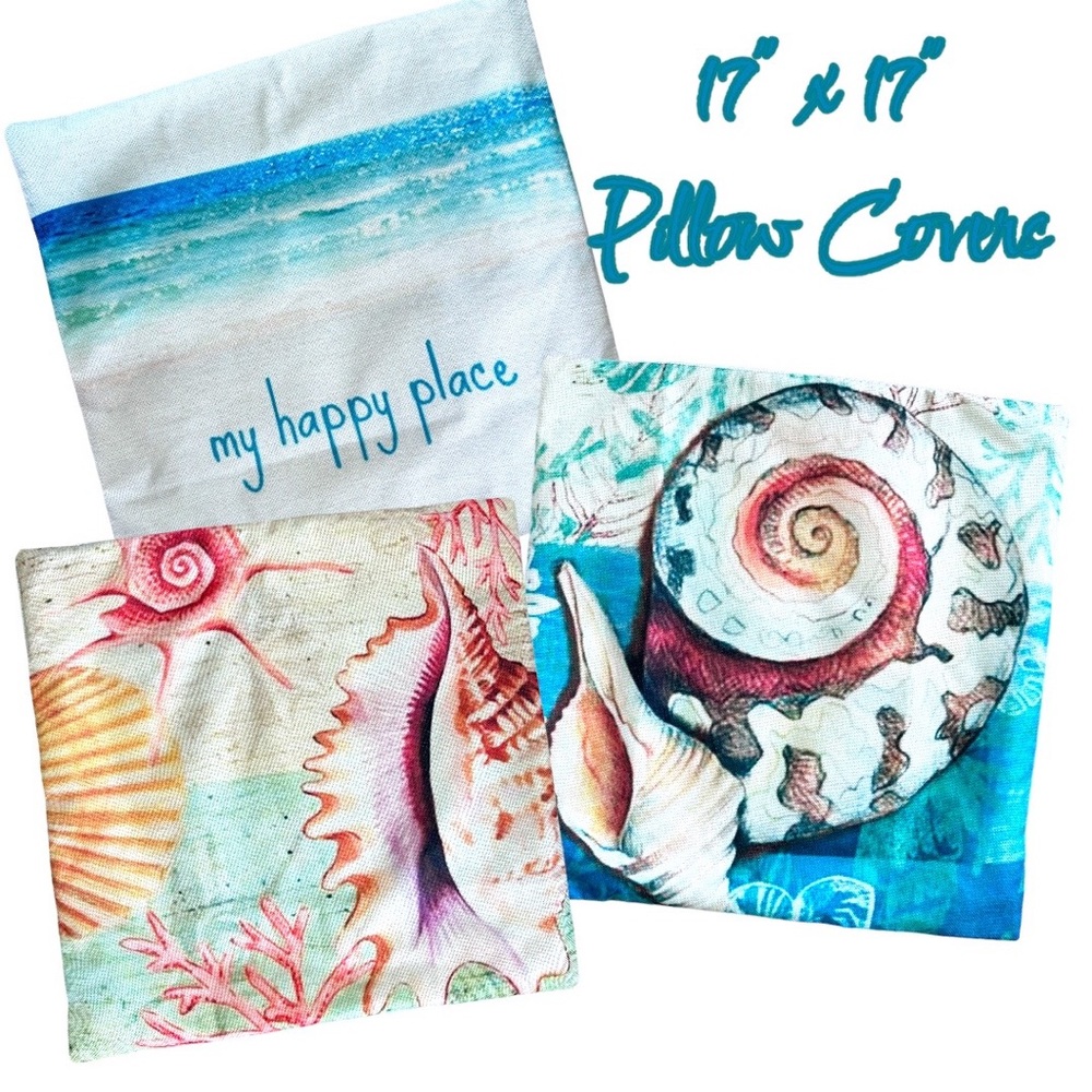 ♥️REDUCED♥️3 Pillow Covers Beachy Summer